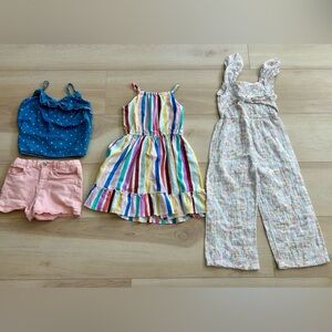 Girls size 7 summer bundle - romper / dress / shorts & tank
